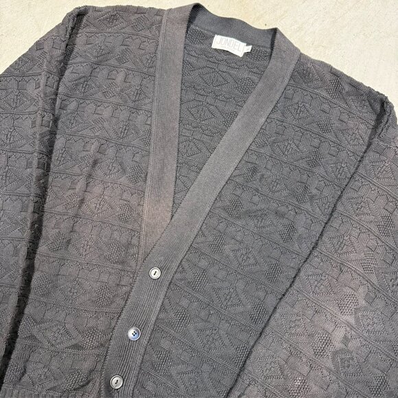 Vintage Jondel Knit Cardigan Made in USA Cotton Black XL - Picture 2 of 6